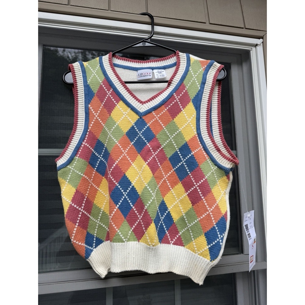 Liz  Claiborne Golf Vintage Sweater Vest Size Small College Argyle New w/ tags